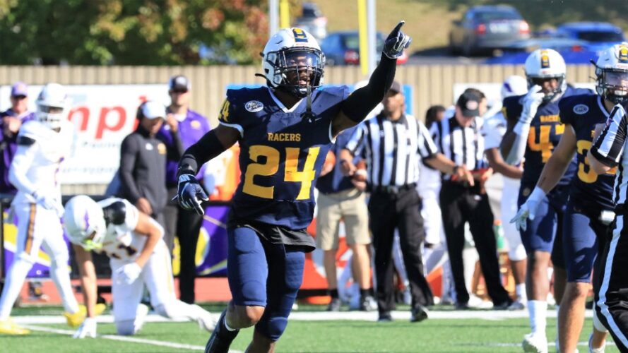 Sophomore cornerback Marcis Floyd had two interceptions in the game against Tennessee Tech. Photo courtesy of Racer Athletic.