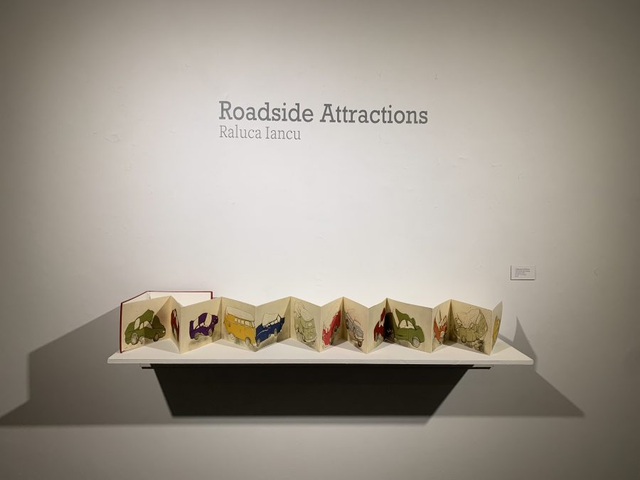 Roadside Attractions exhibit, by artist Raluca Iancu, on display in the Clara M. Eagle Gallery.