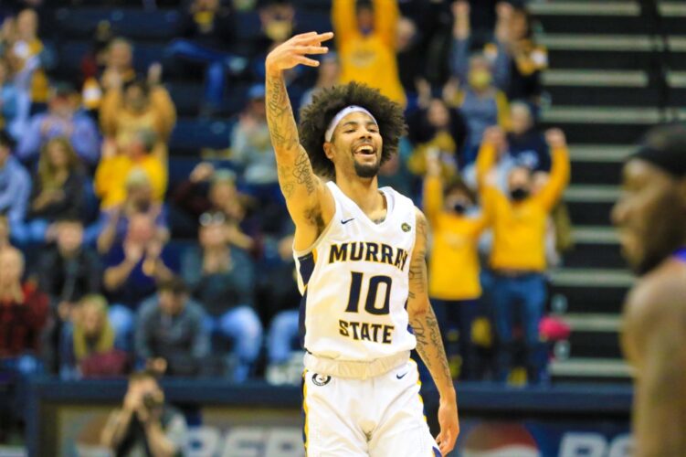 Junior guard Tevin Brown broke the OVC record for most career three pointers in the Racers 77-66 win over Morehead State. Photo courtesy of Dave Winder/Racer Athletics.