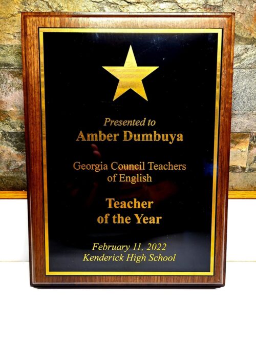 Amber Dumbuya’s award shows “Teacher of the Year (Photo courtesy of murraystate.edu).