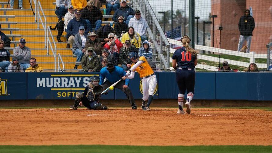Senior shortstop Sierra Gilmore was 3-7 at the plate in the series against Austin Peay. Photo by Jesse Ordunez/Racer Athletics.