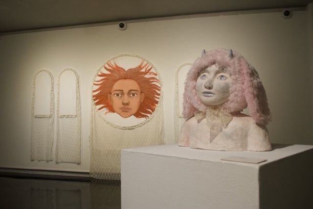 Ash Eve McIntyre’s exhibit, ‘I Love You: I’m Glad I Exist,” features ceramics, woodwork and paintings on display in the Clara M. Eagle Gallery.