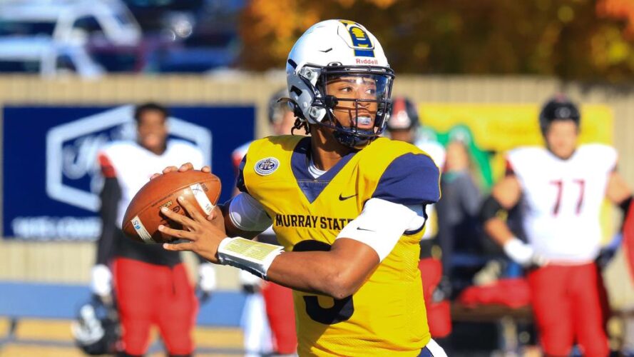 Sophomore quarterback DJ Williams, voted the 2021 OVC Freshman of the Year, has his sights set on one last OVC championship. Photo courtesy of Dave Winder, Racer Athletics.