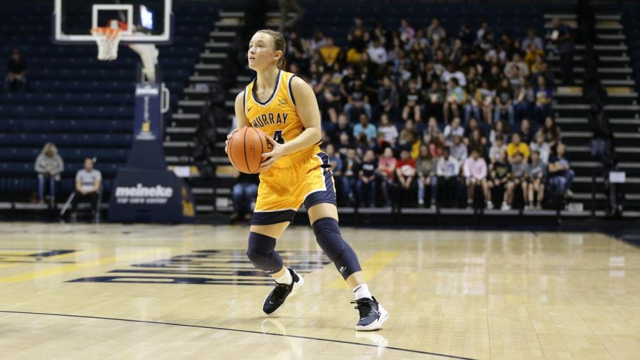 Senior guard Macey Turley finished the Racers season opener with 14 points, six assist and five rebounds. Photo courtesy of Racer Athletics.