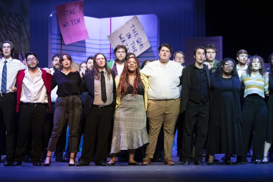 The cast of the 86th Campus Lights production join each other on stage to conclude the Jan. 20th performance of Big Fish. (Photo courtesy of Jeremey McKeel)