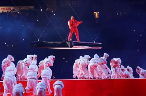 Rihanna takes center stage at the Super Bowl 57 halftime show performing her greatest hits (photo courtesy of Billboard.com).