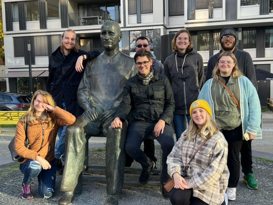 Assistant Professor of English Ray Horton leads students on an excursion in Berlin, Germany (Photo courtesy of Ray Horton). 