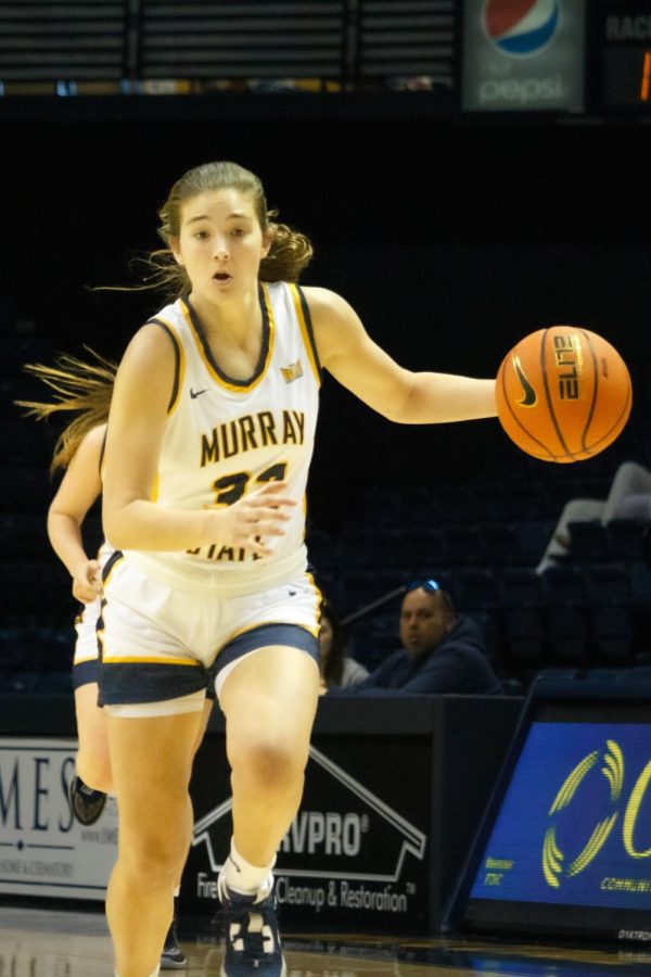 Senior forward Alexis Burpo and junior forward Katelyn Young add to a historic season for the Racers in their win over SIU on Sunday. Photo by Rebeca Mertins Chiodini/The News.