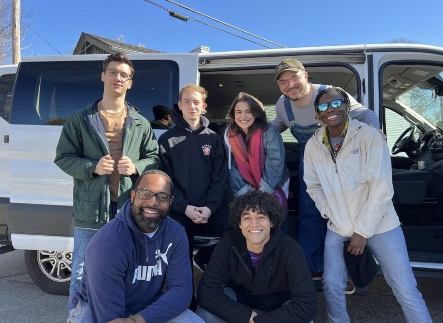 Kentucky Shakespeare Company pose outside of their van before the beginning of their Hamlet tour, which started in Murray. (Photo courtesy of @kyshakespeare on Instagram)