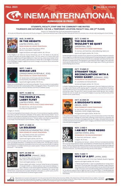 Cinema Internationals selected foreign  films for the fall 2023 semester. 