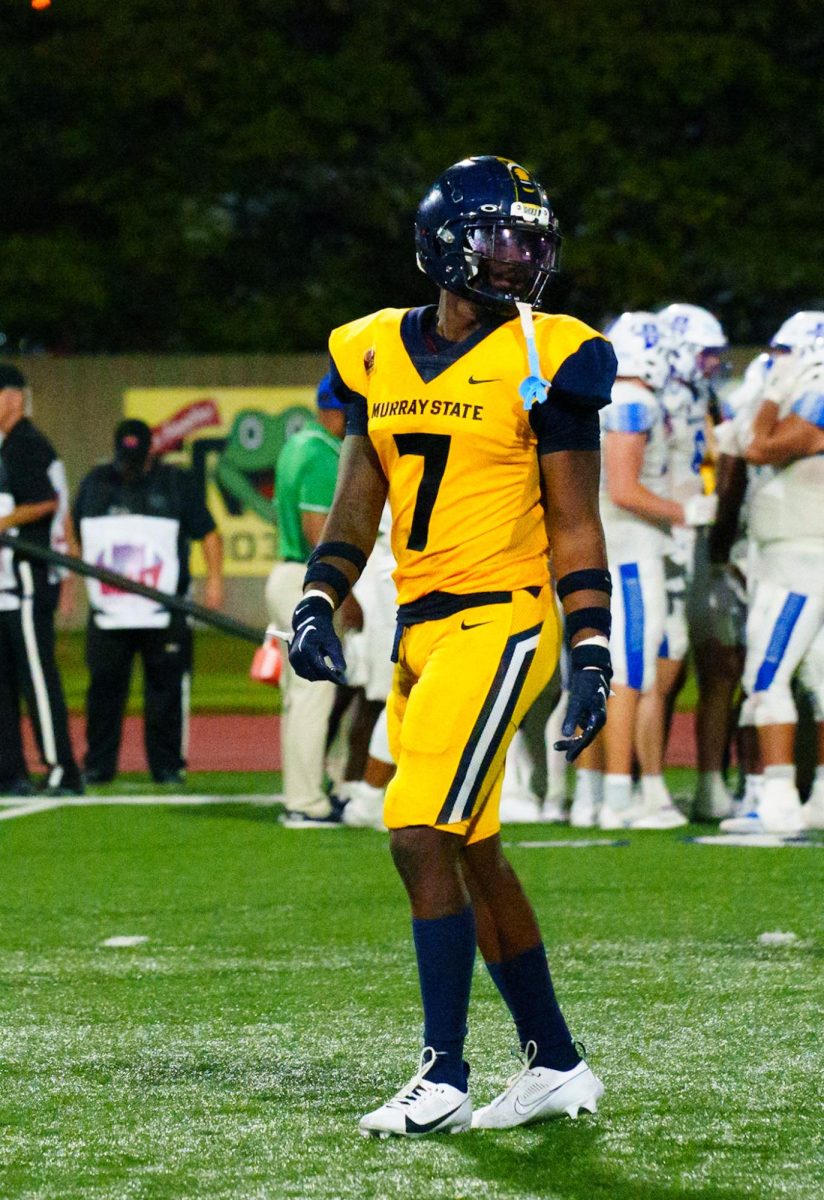 Junior linebacker Chris Hill Jr. walks off the field after making a tackle.