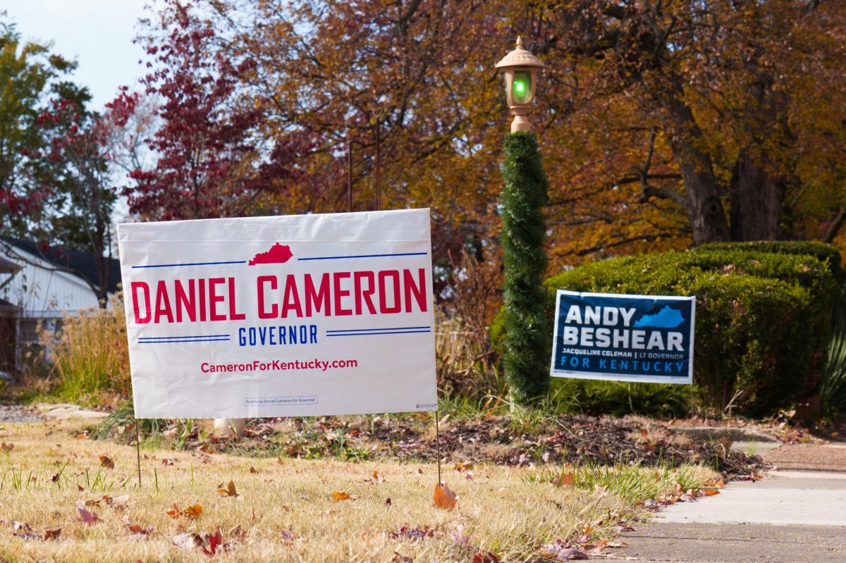 Elections signs seen on Olive Boulevard.  