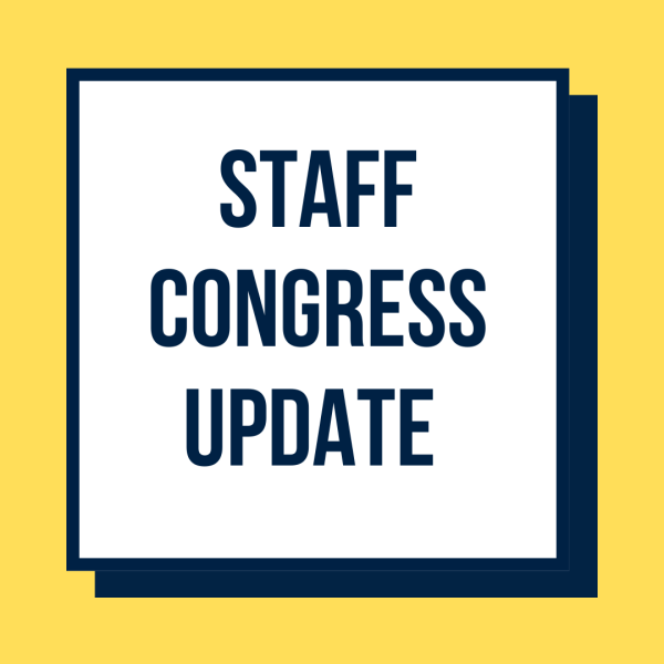 Staff Congress met during a special called meeting to discuss next steps after the resignation of Staff Regent, Jessica Evans. 