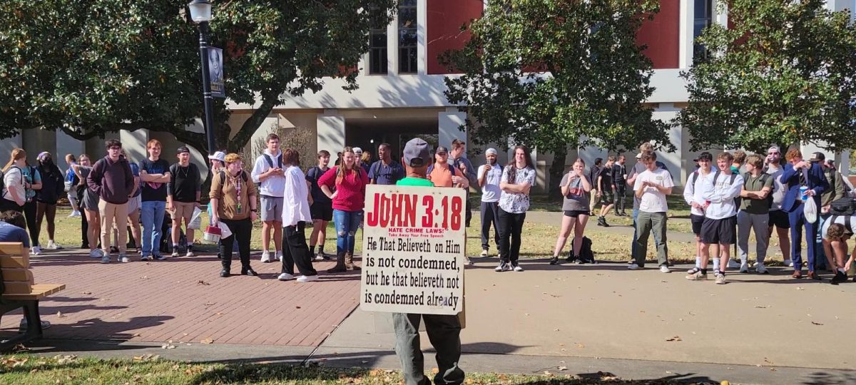 A religious demonstrator visited Murray States Free Speech zone on Oct. 26.