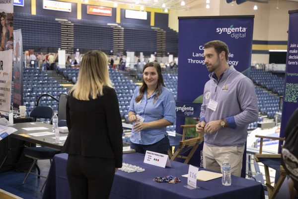 Students attending the Career Fair can meet with employers and graduate schools. 