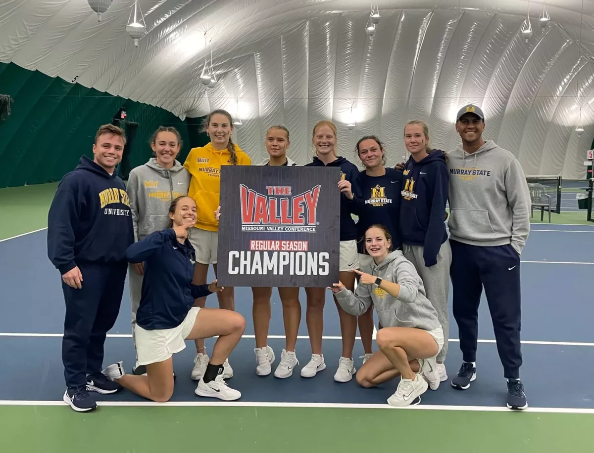 The Murray State tennis team following their win over Valparaiso. Photo courtesy of Racer Athletics.