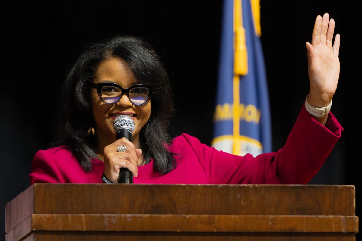 Renee Shaw speaks at the Doc McGaughey Lecture.