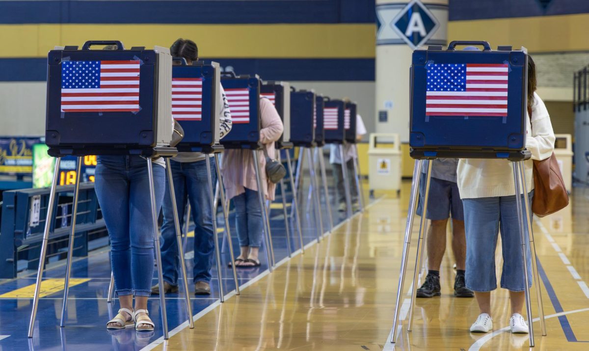 Voters fill out ballots at the CFSB Center. 