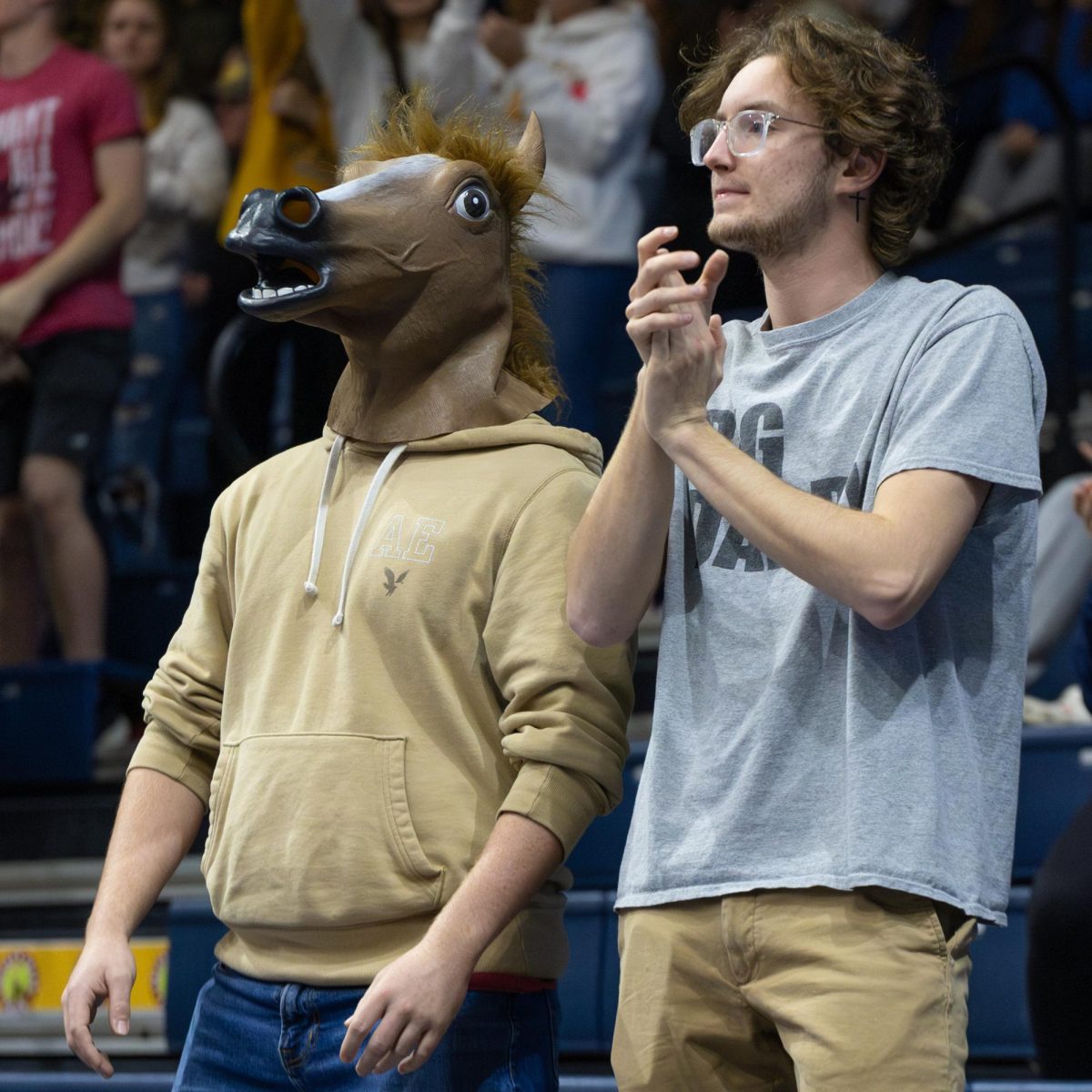 Students cheer on the Racers. 