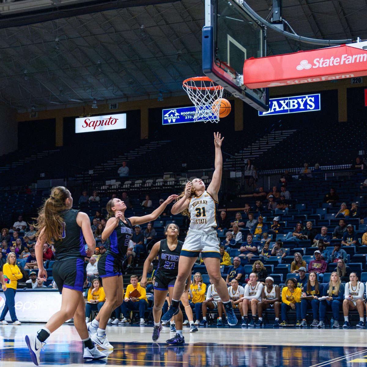 Graduate student forward Katelyn Young goes for a layup.