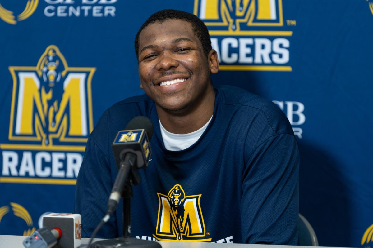 Senior forward Nick Ellington at the postgame press conference.