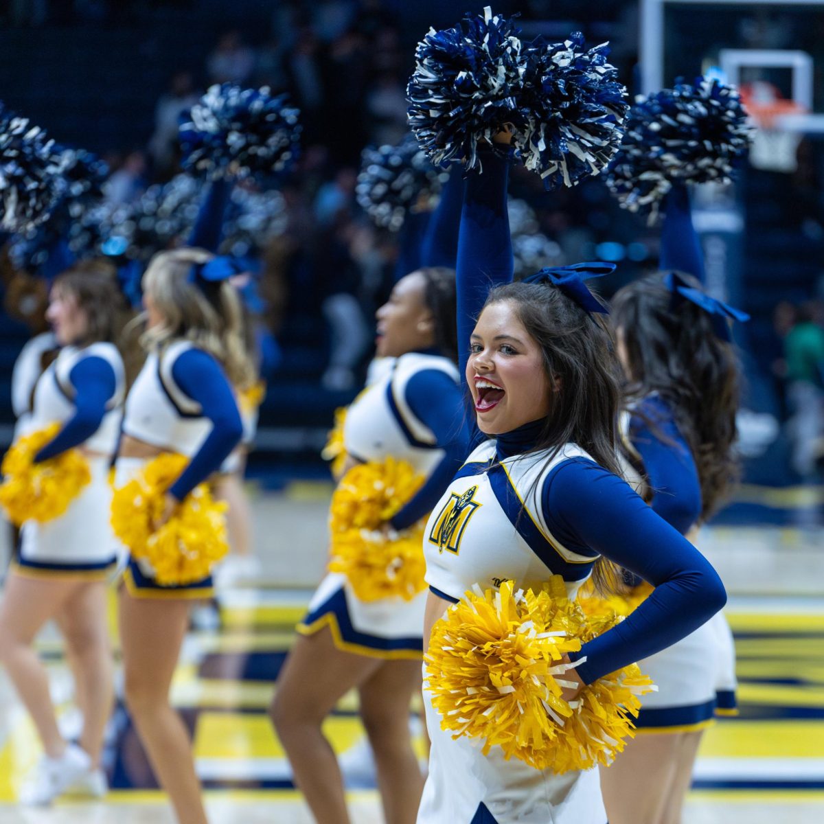 The Murray State Cheerleading team cheer on the Racers. 