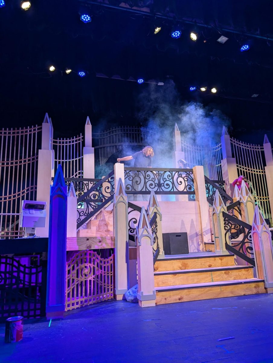 Performers rehearse on 'Nevermore' set. Photo provided by Lissa Graham-Schneider.