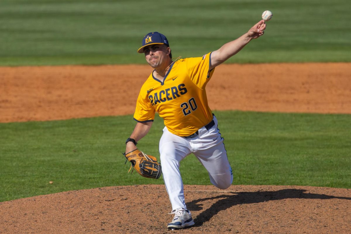 Junior Ethan Lyke delivers a pitch.