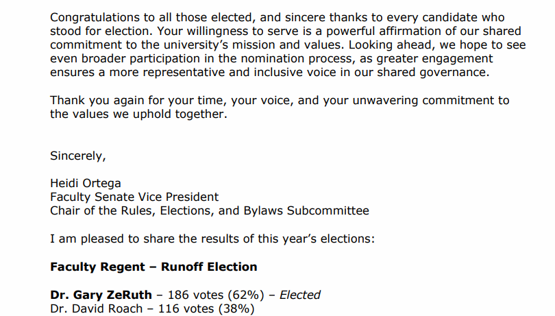 Results sent via email