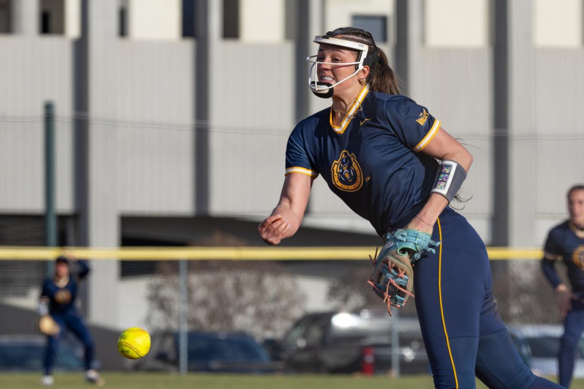Senior pitcher Bre Haislip throws a pitch. 